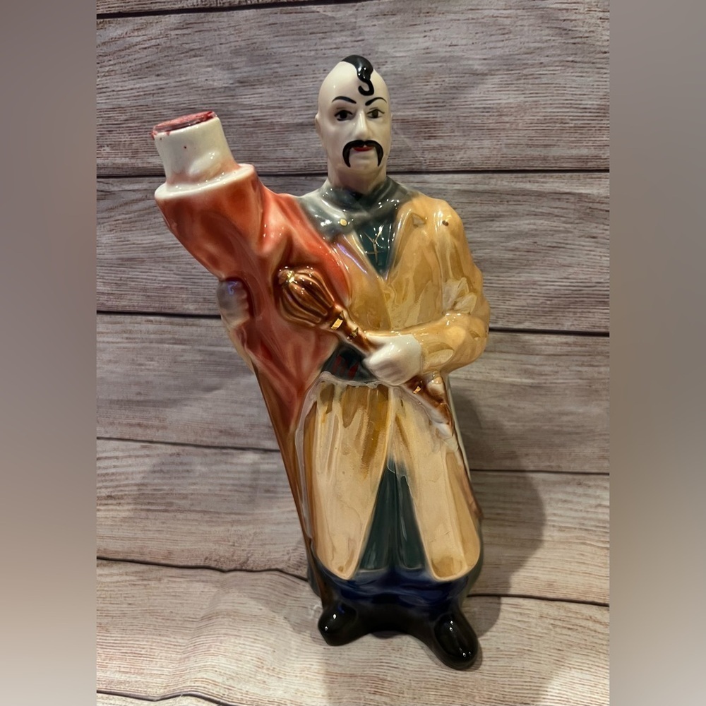Vintage Soviet Porcelain Figure Statue Decanter Ukrainian Man Cossack With Lid